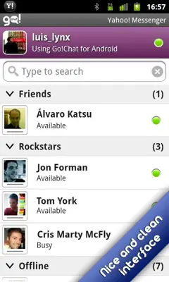 Go!Chat Yahoo android App screenshot 2